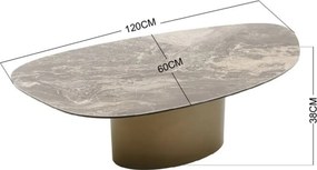 Salontafel Marmerlook Ovaal Bruin - 120 X 60cm.