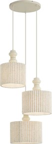 Japandi hanglamp beige met linnen kap 3-lichts - Fedde
