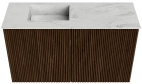 Mondiaz Joya DLux 70cm toiletmeubel walnut met wastafel faye links zonder kraangat opalo