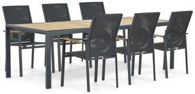 Tuinset 6 personen 240 cm Aluminium/teak Grijs Presto Ricadi/Valence