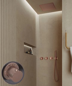 Saniclear Plus Curved inbouw regendouche met inbouw douchekop 30x30cm en staafhanddouche geborsteld koper