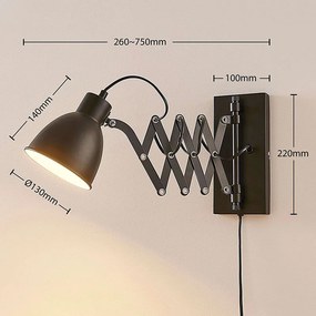 Merle wandlamp zwart harmonica