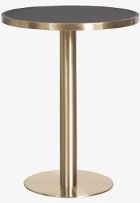 Ronde Barkruk Ø60 Cm In Xiren Gres Zwart - Geborsteld Goud - Sklum