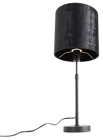 Tafellamp zwart velours kap zwart 25 cm verstelbaar - Parte Modern E27 cilinder / rond Binnenverlichting Lamp