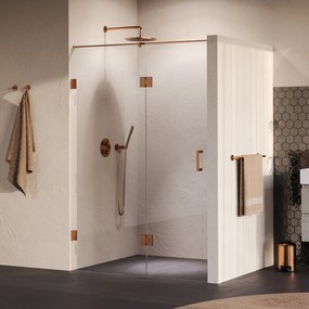 Brauer Void profielloze nisdeur 130cm met draaideur 60cm aan glas koper geborsteld PVD