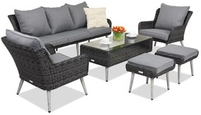 Garden Point antraciet Bilbao Coffee 5 tuinmeubelen + 2 poefs