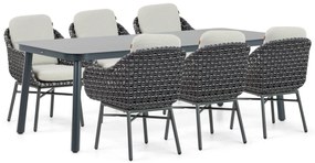 Tuinset 6 personen 220 cm Aluminium/rope Zwart Lifestyle Garden Furniture Santika