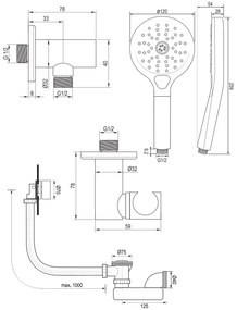 Brauer Gunmetal Carving inbouw badkraan met badvulcombinatie en 3 standen handdouche gunmetal geborsteld PVD