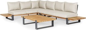 SUNS Nardo hoek loungeset 3 delig soft grey mixed weave / matt royal grey
