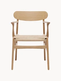 Houten armstoel CH26 met handgeweven zitvlak