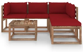 vidaXL 6-delige Loungeset pallet met kussens geïmpregneerd grenenhout