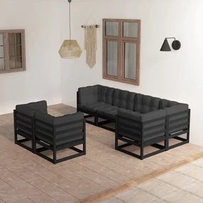 vidaXL 7-delige Loungeset met kussens massief grenenhout
