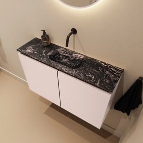 Mondiaz Ture DLux toiletmeubel 80cm rosee met wastafel lava midden zonder kraangat