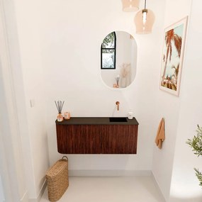 Mondiaz Joya 100cm toiletmeubel ronding links ruby met wastafel faye rechts zonder kraangat urban