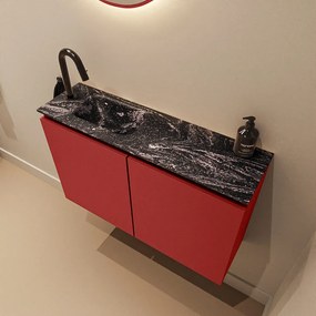 Mondiaz Ture DLux toiletmeubel 80cm fire met wastafel lava links met kraangat