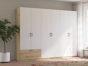 Kledingkast Bristol 250, Artisan eiken, Wit, 210x269x54cm, 198.3 kg, Kledingkast deuren: Met scharnieren