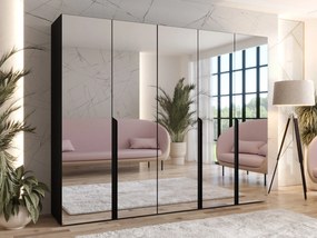 Kledingkast Hartford 592, Zwart, 202x250x52cm, 173 kg, Kledingkast deuren: Met scharnieren