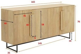 Modern Dressoir Licht Hout - 165x40x76cm.