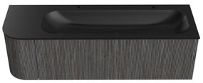 Mondiaz Kurve 145cm badmeubel ronding links shadow met 1 lade en deur en wastafel big large rechts 2 kraangaten urban