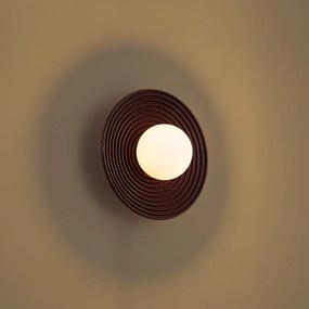 Retro plafondlamp donker rood met opaal glas - Lila