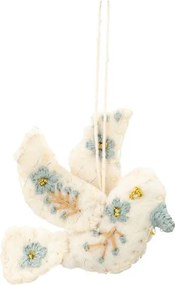 Hanger, vilt, duif met bloem, geborduurd