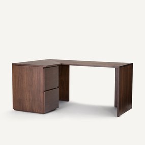 Hoektafel, notenhoutfineer lengte 165 cm, Working
