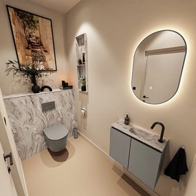 Mondiaz Ture DLux toiletmeubel 60cm smoke met wastafel glace rechts met kraangat