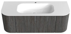 Mondiaz Kurve 120cm badmeubel ronding links/rechts shadow met 1 lade en 2 deuren en wastafel big small midden 1 kraangat