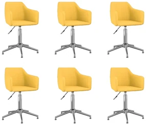 vidaXL Eetkamerstoelen draaibaar 6 st stof geel