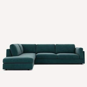 Omvormbare bank met hoek en longchair, fluweel, CÉSAR