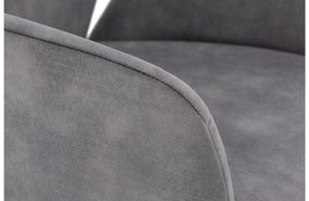 Goossens Eetkamerstoel Hera grijs velvet stof met armleuning, modern design