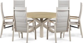 Tuinset Ronde Tuintafel 6 personen 160 cm Aluminium Taupe Lifestyle Garden Furniture Essence/Rockville