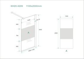 Mueller Satijn douchewand mat glas 110x200cm Anti-kalk