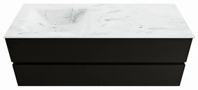 Mondiaz Vica DLux badmeubel 130cm urban 2 lades met wastafel opalo links 1 kraangat