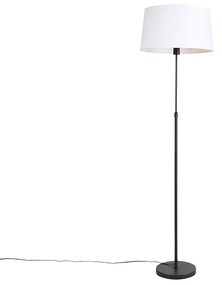 Vloerlamp zwart met witte linnen kap 45 cm verstelbaar - Parte