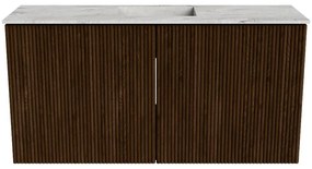 Mondiaz Joya DLux 80cm toiletmeubel walnut met wastafel faye midden zonder kraangat glace