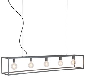 QAZQA Eettafel / Eetkamer Industriële hanglamp grijs 5-lichts - Cage Modern E27 Binnenverlichting Lamp