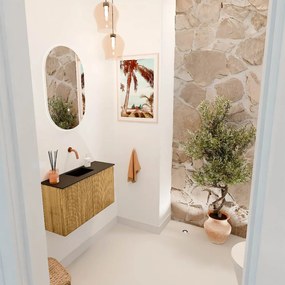 Mondiaz Joya 70cm toiletmeubel oak met wastafel faye midden zonder kraangat urban
