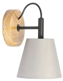 Landelijke wandlamp hout met grijs - Cupy