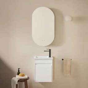 Badkamermeubelset In Hout Met Geïntegreerde Wastafel Narek Wit & Ovaal Met Opbergruimte Zwart 50x90 Cm Oricsa & Zwart ↑20 Cm - Sklum
