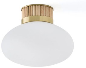 Plafondlamp in messing, bamboe en opaline glas, Dolce