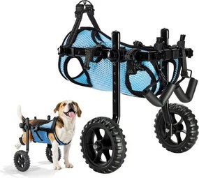 VEVOR Hondenrolstoel voor achterpoten, Verstelbare rolstoel voor huisdieren, Lichtgewicht hondenkar met schokabsorberende wielen, Loophulpmiddel voor gehandicapte, verlamde en gewonde honden tot 10 kg, S