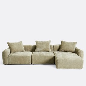 3-zits rechte modulaire hoekbank in jacquard chenille, AMAD