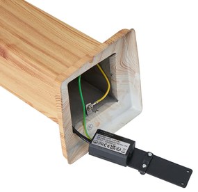 Moderne staande buitenlamp staal met hout print 45cm IP44 - Malois