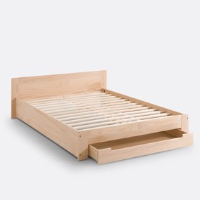 Bed in massief dennenhout met lattenbodem en opberglade Crawley