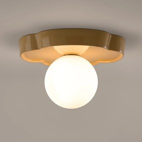Plafondlamp of wandlamp in de vorm van een bloem, van keramiek en opaline glas, diameter 30,3 cm, HO