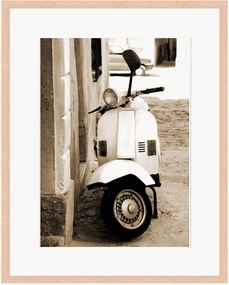 Ingelijste digitale print Retro Scooter