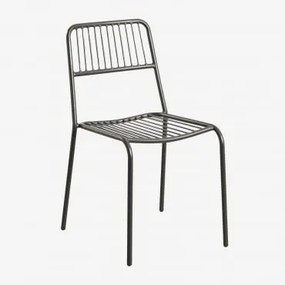 Set Van 2 Elton Stapelbare Tuinstoelen Zwarte Koolstof - Sklum