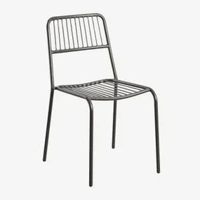 Set Van 2 Elton Stapelbare Tuinstoelen Zwarte Koolstof - Sklum