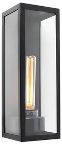 Moderne rechthoekige buiten wandlamp zwart met glas - Rotterdam Long